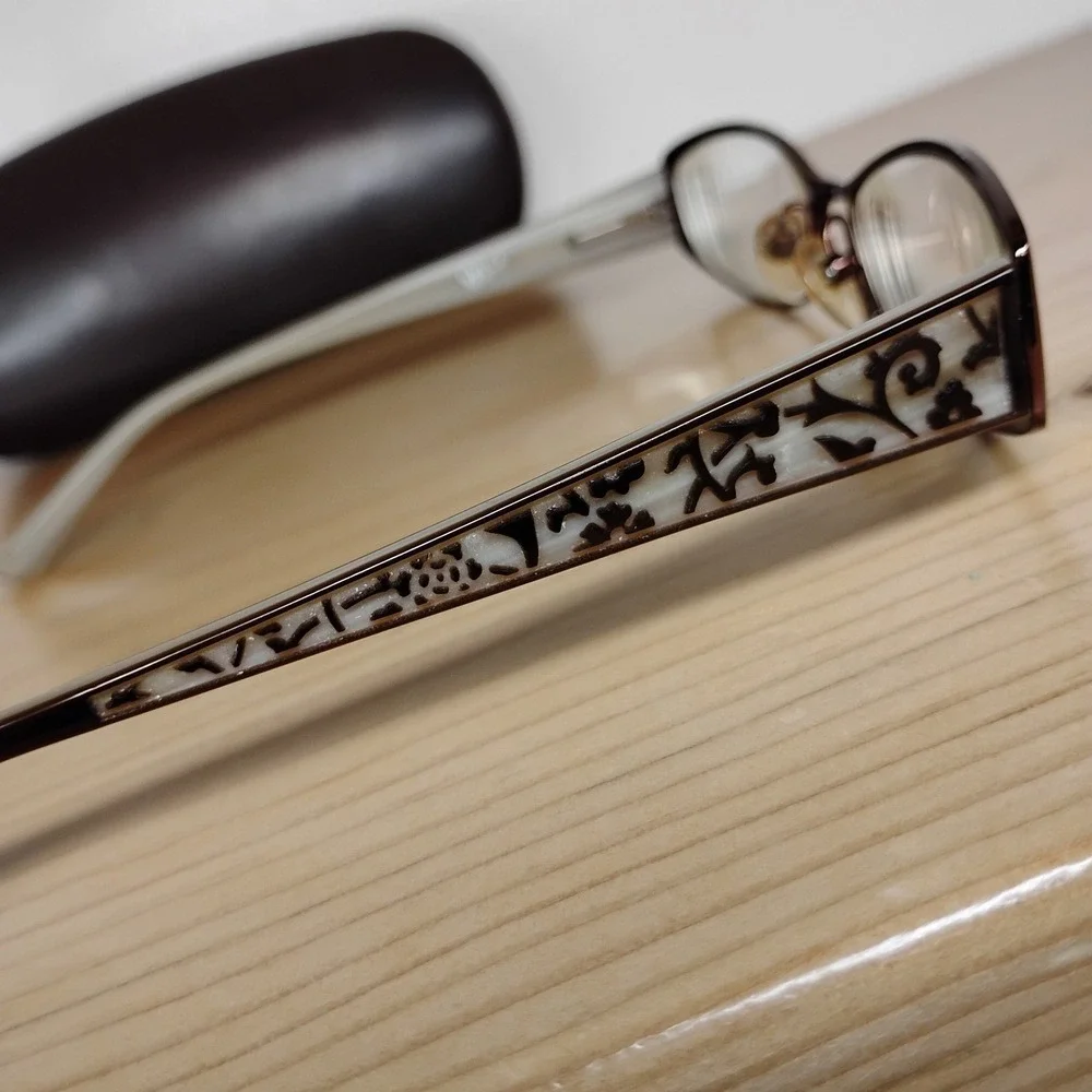 Chelsea Morgan‎ CM823 BR Eyeglasses Frames Brown Gray Rectangular 51-16-130